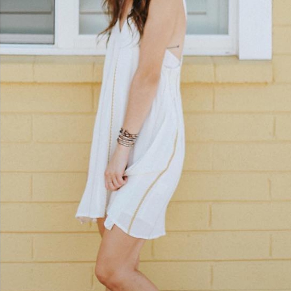 Ivory and Gold Sleeveless Dress